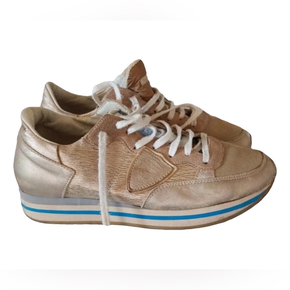 RARE Philippe Model Paris Tropez Gold Luxury Designer Sneakers